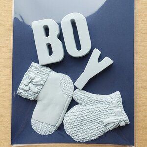 Finished “BOY” Baby Shower Plaster Set – Ready to Use | Sealed & Colored Pastel